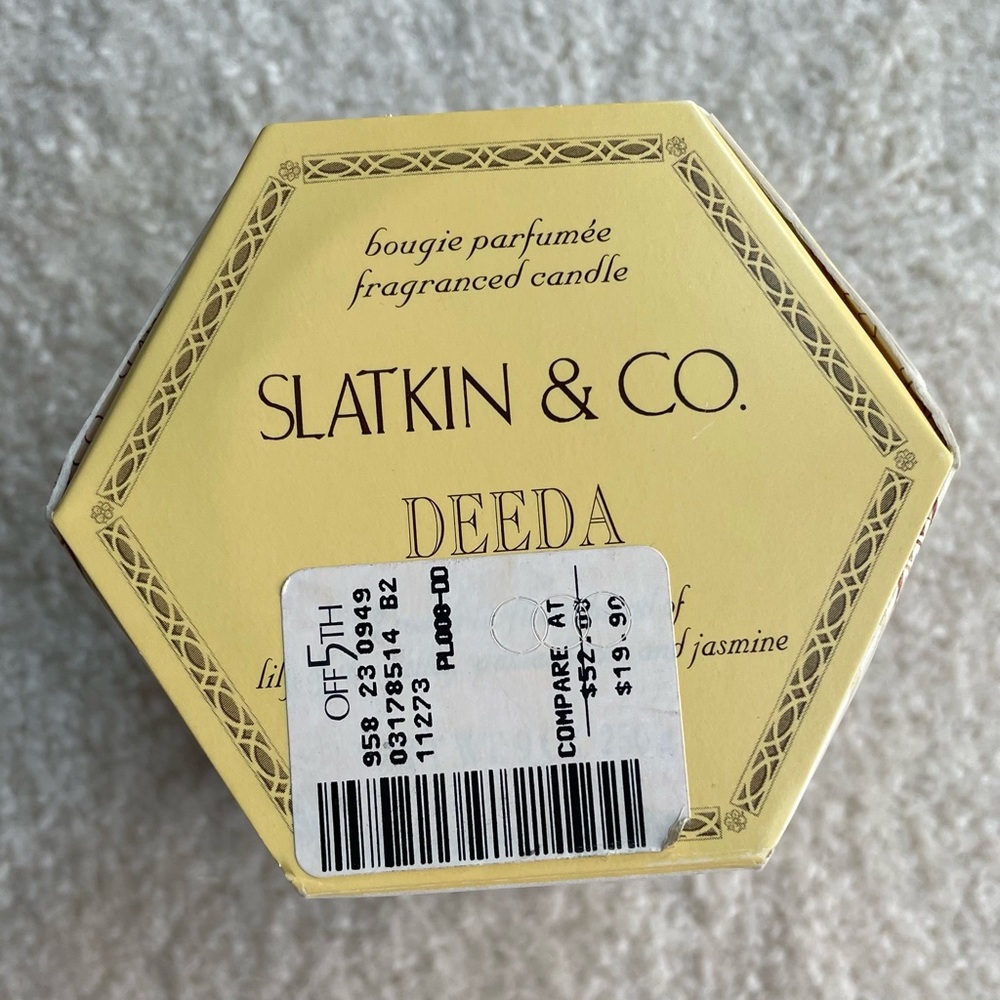 VTG Off 5th Slatkin & CO Deeda Lily Of The Valley Jasmine Bougie Parfum Candle